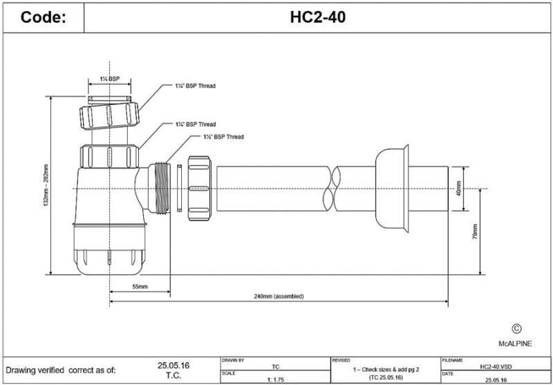 Сифон для умивальника 1/4х40 HC2-40