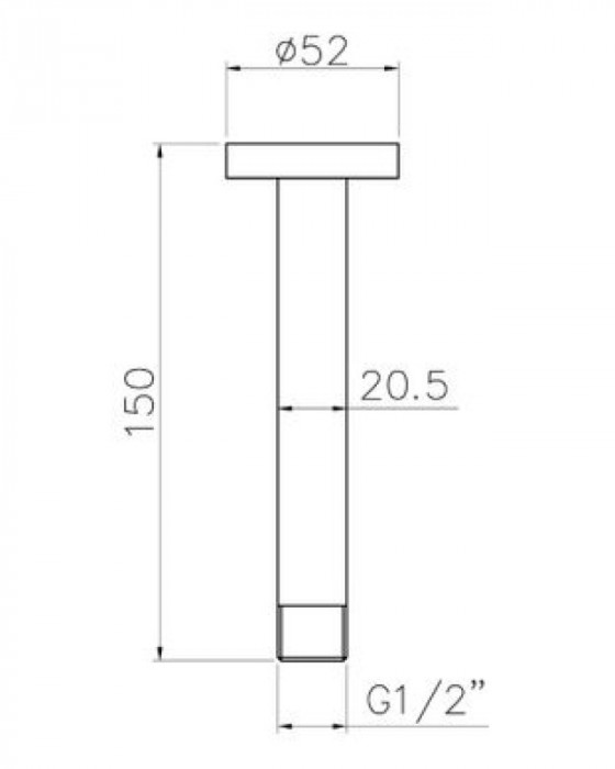 Тримач лійки верхнього душу IMPRESE стельовий монтаж 150 мм, хром SH01-150