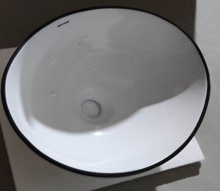 Раковина накладна MIXXUS PREMIUM ELLIPSE-0108 EDGE BLACK 400х330х145mm (MP6527)