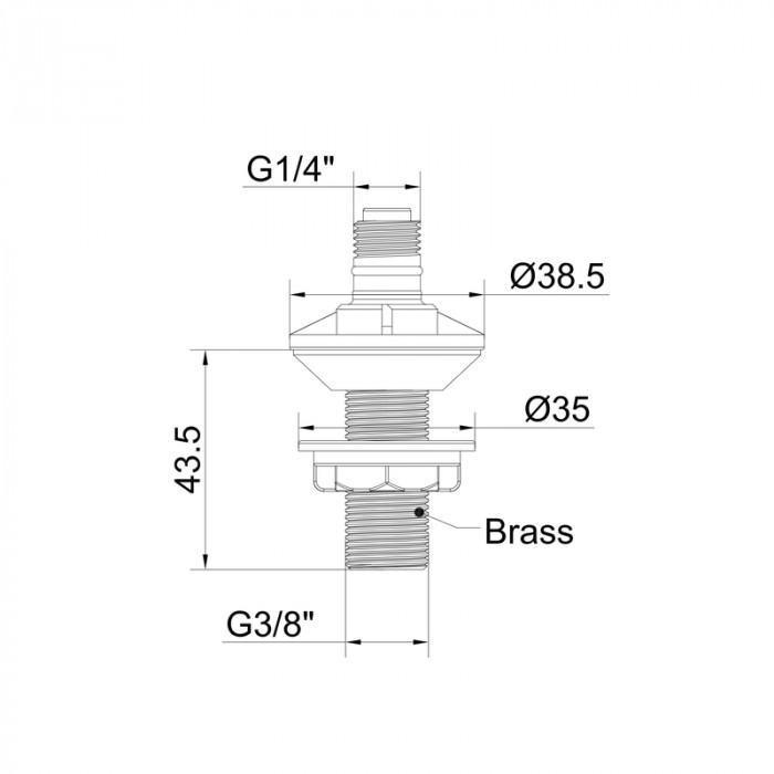 Латунний штуцер Koer KT-1401-3/8" до наповнювальної арматури для бачка унітазу підведення 3/8" (KR5648)