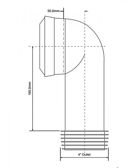 Патрубок гумовий каналізаційний 190 mm кутовий 90* з фланцевою прокладкою MAC8L-EXS