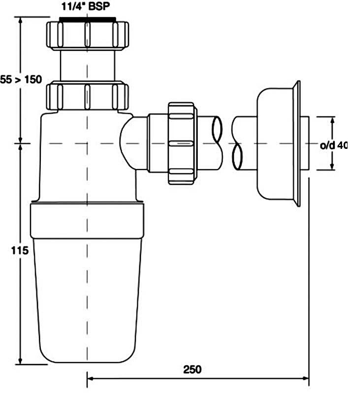 Сифон для умивальника 1/4х40 HC2-40 J