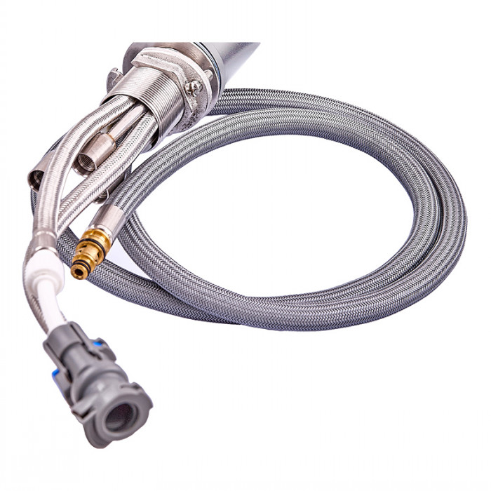 Кухонний змішувач на дві води Zerix LUX-024 з висувною лійкою (нерж. сталь) (ZX5555)