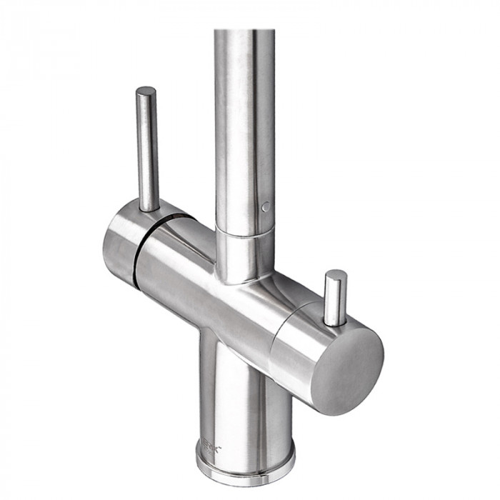 Кухонний змішувач на дві води Zerix LUX-024 з висувною лійкою (нерж. сталь) (ZX5555)