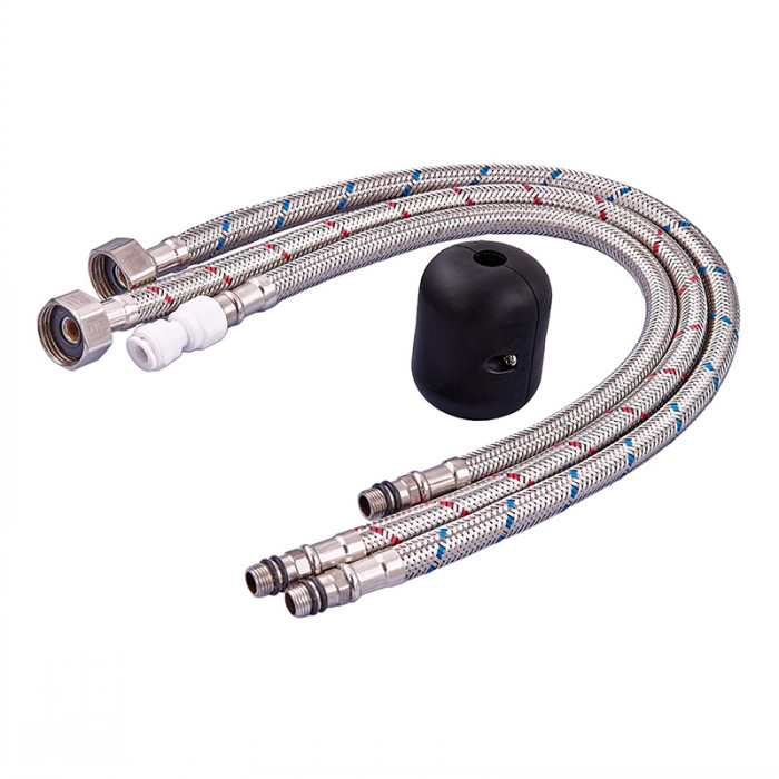 Кухонний змішувач на дві води Zerix LUX-024 з висувною лійкою (нерж. сталь) (ZX5555)