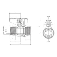 Кран кульовий ГАЗ, Roho R211-050G - 1/2" ВВ ручка "метелик" жовта Roho R111-050G - 1/2" ВЗ (RO0242)