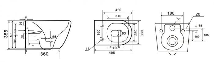 Унітаз підвісний Mixxus Premium ELLIPSE-0308-T3 GRAY 490x360x360mm система змиву TORNADO 3.0 (MP6654)