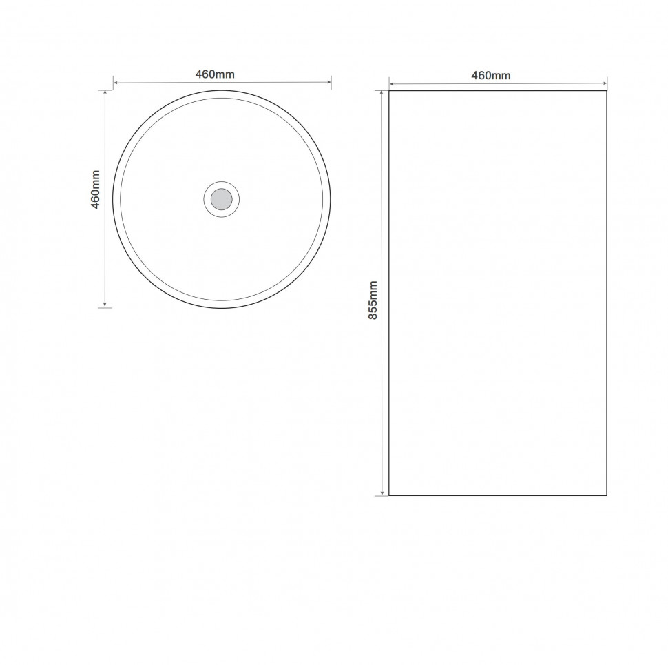 Раковина моноблок MIXXUS PREMIUM ELLIPSE-1101 460х460х855mm (перелив) (MP6573)