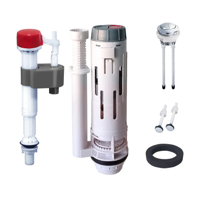 Комплект арматури Koer KT-0302-1/2" спускна 2-х кнопочна+наповнювальна з нижнім підкл, пласт.різьб.