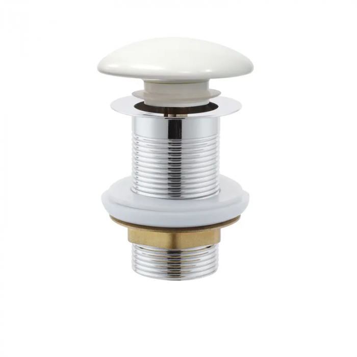 Донний клапан для раковини без переливу Mixxus POP-UP-09 WHITE автоматичний (Click-Clack) (Біла керамічна накладка) 1 1/4'' (AC3567)