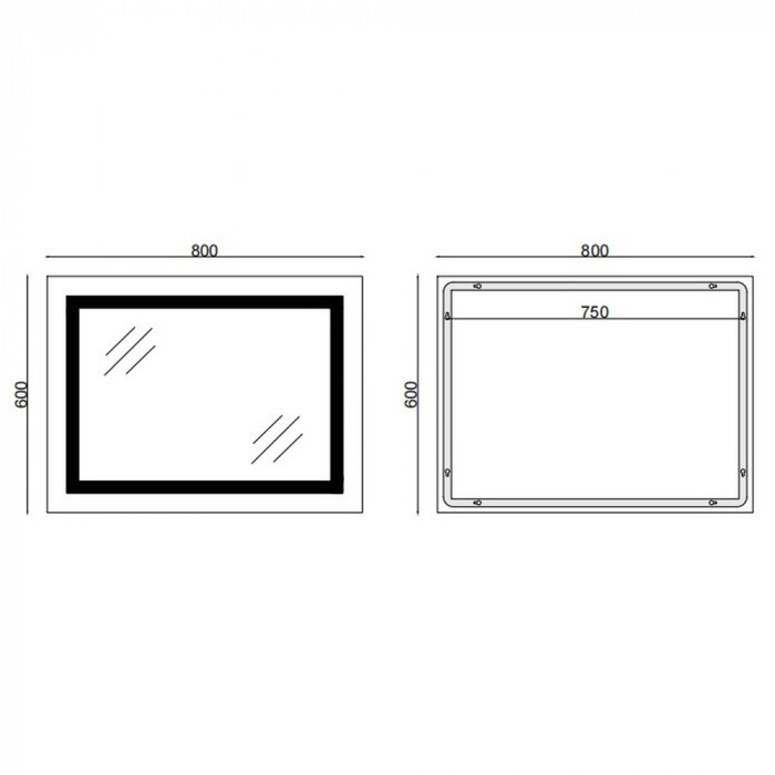 Дзеркало Mixxus TALL MR08-80x60-Reverse з Led Touch, Anti-fog, димером, регулятором яскравості (MI6659)