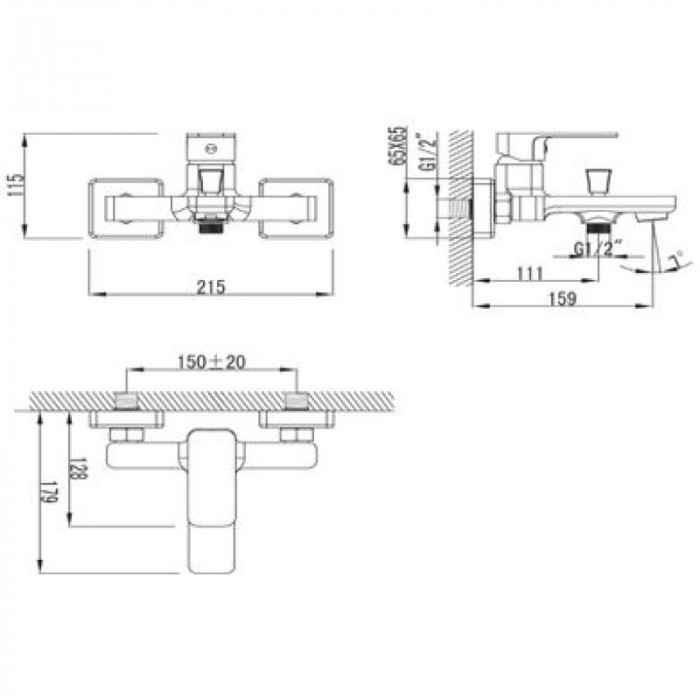 Змішувач для ванни IMPRESE Bilovec настінний, одноважільний, колір хром 10255