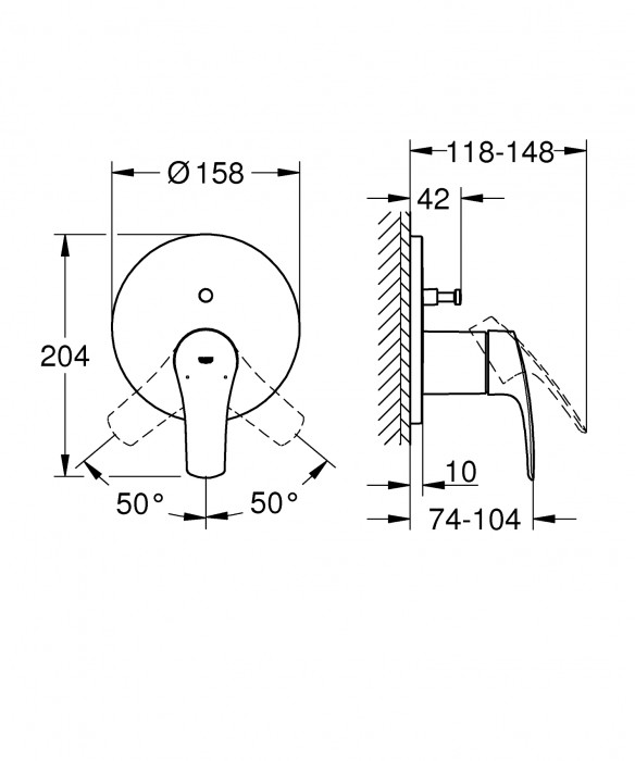 Змішувач прихованого монтажу на 2 споживача Grohe Eurosmart New (24043003)