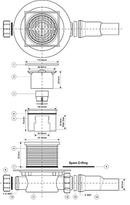 Слив в пол 40/50 мм HCFG3