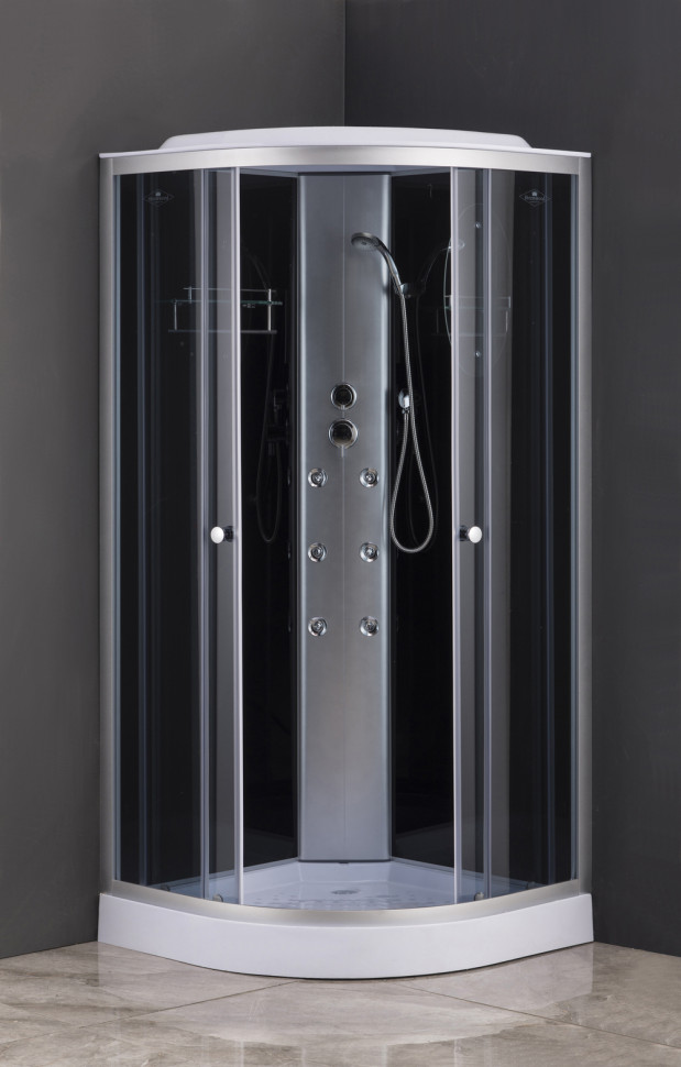 Бокс душовий з гідромасажем Mixxus STRONG SBH02-90x90x215-GR SATIN низький піддон (MI6891)