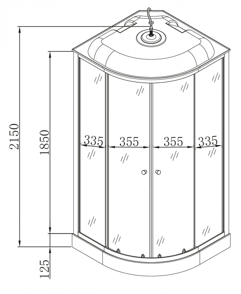 Бокс душовий з гідромасажем Mixxus STRONG SBH02-90x90x215-GR SATIN низький піддон (MI6891)