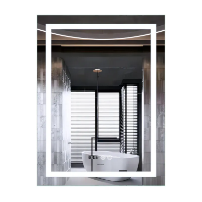 Дзеркало Mixxus Premium FLASH MR21-70x90 з Led Touch, Anti-fog, димером, регулятором яскравості, годинником (MP6618)