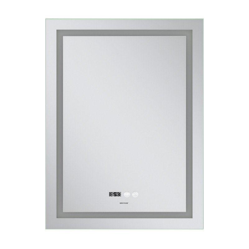 Дзеркало Mixxus Premium FLASH MR21-70x90 з Led Touch, Anti-fog, димером, регулятором яскравості, годинником (MP6618)