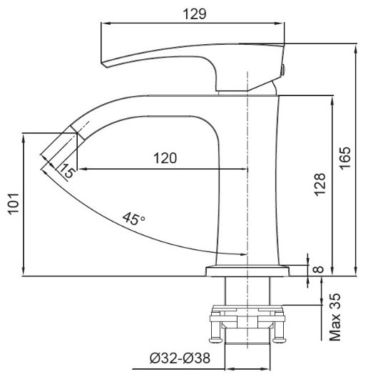 Змішувач для умивальника Koer KB-12007-04 (Колір хром+білий) (KR5151)