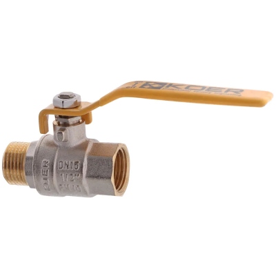 Кран кульовий KOER KR.215.G - 1/2&quot; FM ГШВ YELLOW, ручка &quot;важіль&quot; жовта (KR0116)