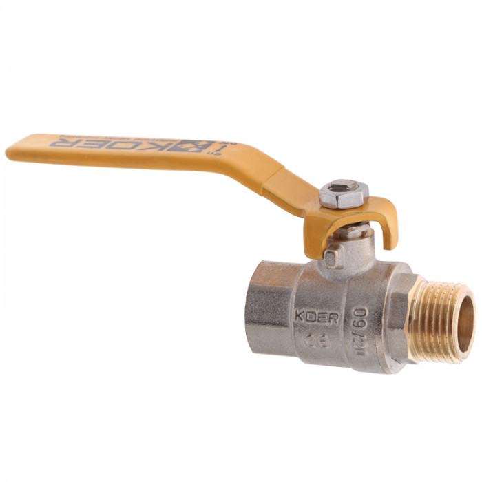 Кран кульовий KOER KR.215.G - 1/2" FM ГШВ YELLOW, ручка "важіль" жовта (KR0116)