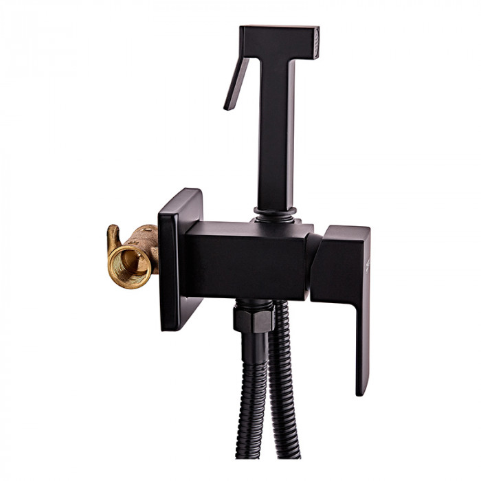 Змішувач для гігієнічного душу Zerix LEB9-123 Black (з лійкою) (кол. чорний) (ZX5572)