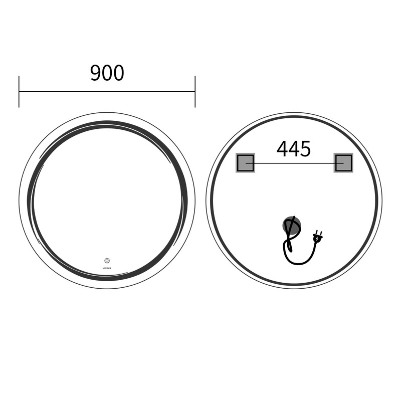 Дзеркало MIXXUS PREMIUM WAVE MC04-90 з LED Touch, Anti-fog, димером (3-6,5kK) (MP6637)