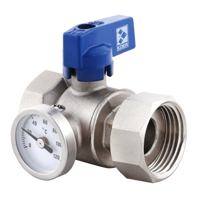 Кран ГГМ з накидною гайкою з термометром Koer KR.1034 - 1&quot; прямий (KR2892)