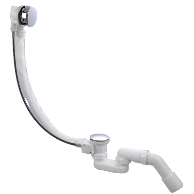 Сифон для ванни Koer BD-04-01 напівавтоматичний з переливом, без ревізії (Колір хром) 1 1/2'' (KR5442)