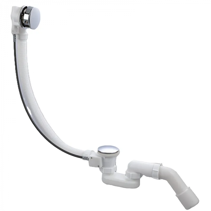 Сифон для ванни Koer BD-04-01 напівавтоматичний з переливом, без ревізії (Колір хром) 1 1/2'' (KR5442)