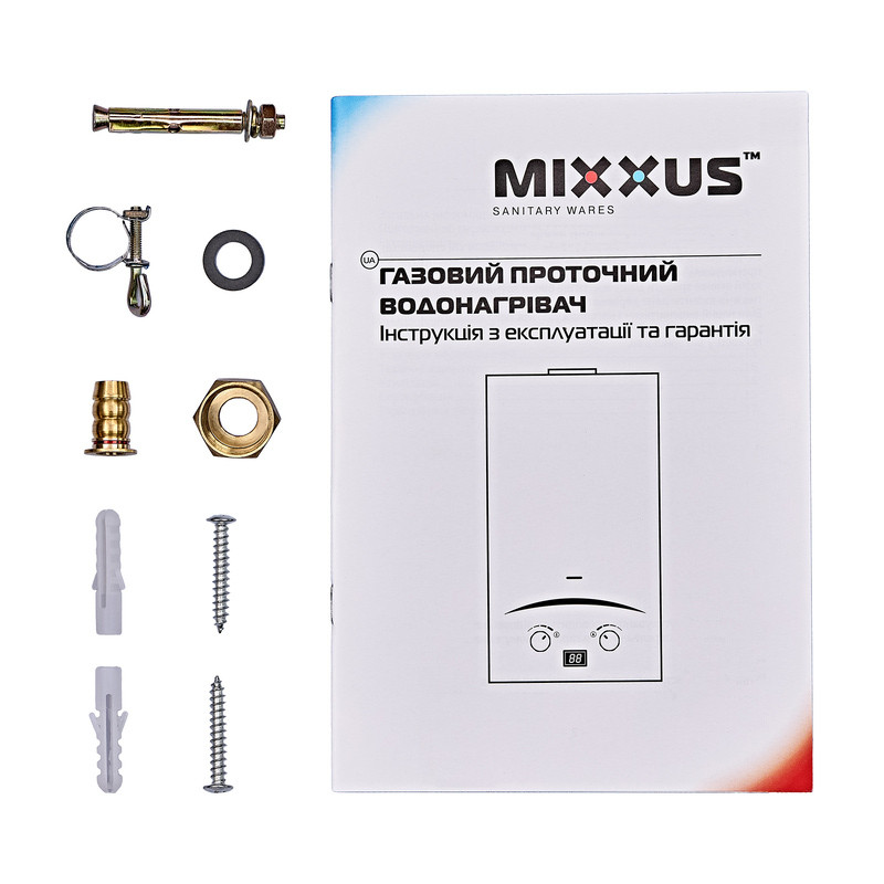Газова колонка MIXXUS GWH-0310 BASIC GLASS димохідна 10 л/хв (панель зі скла з малюнком) (WH0024)