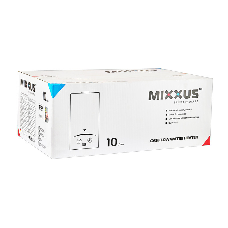 Газова колонка MIXXUS GWH-0310 BASIC GLASS димохідна 10 л/хв (панель зі скла з малюнком) (WH0024)