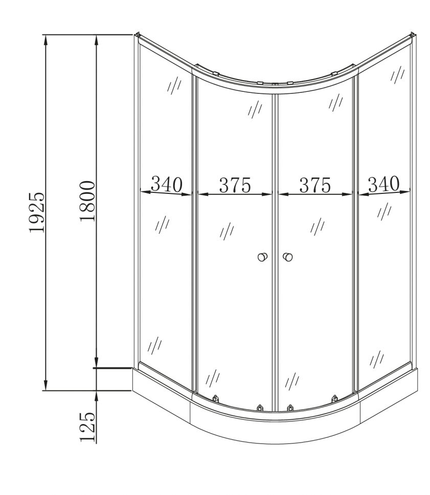 Душова кабіна з низьким піддоном MIXXUS PLAIN SCT02-90x90x195-FB SATIN матове скло 4мм (MI6896)