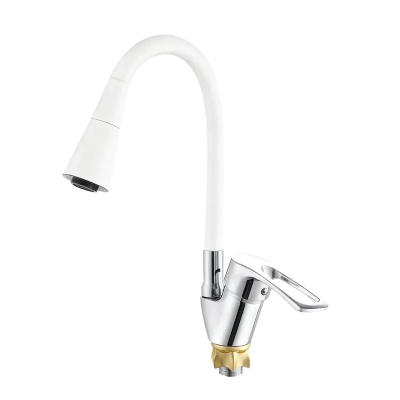 Змішувач для кухні з силіконовим виливом Zerix YUT 181 Reflector White (колір виливу білий) (ZX5985)