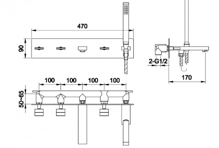 Змішувач для ванни та душу KOHLMAN EXCELENT CHROME + BOX прихованого монтажу