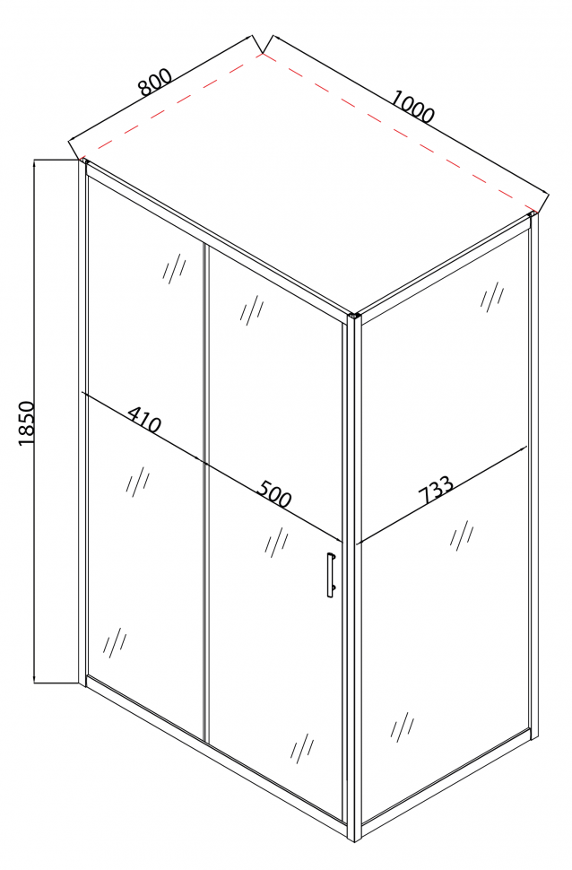 Душова кабіна без піддону MIXXUS HARD SC01-100x80x185-TR CHROME прозоре скло 5мм (MI6911)