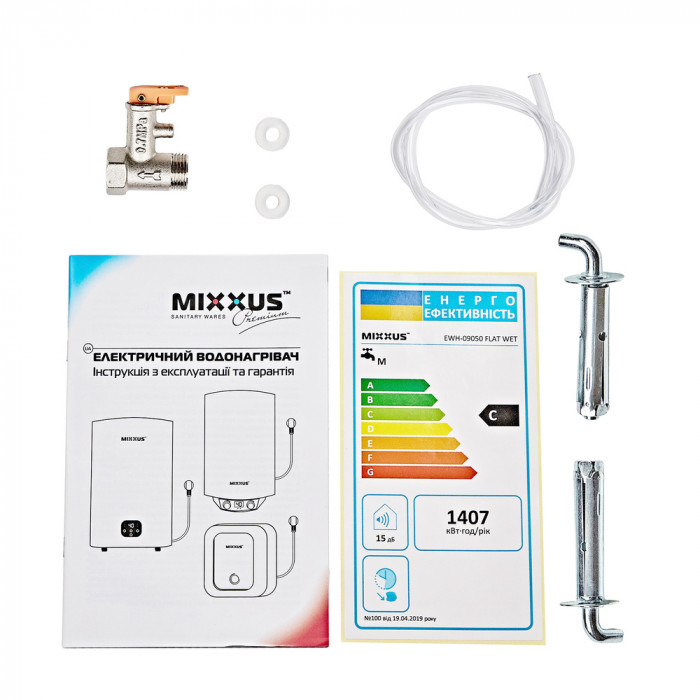 Водонагрівач "Плоский" MIXXUS EWH-09050 FLAT WET накопичувальний 50 л, мокрий тен 2 kW (WH0594)