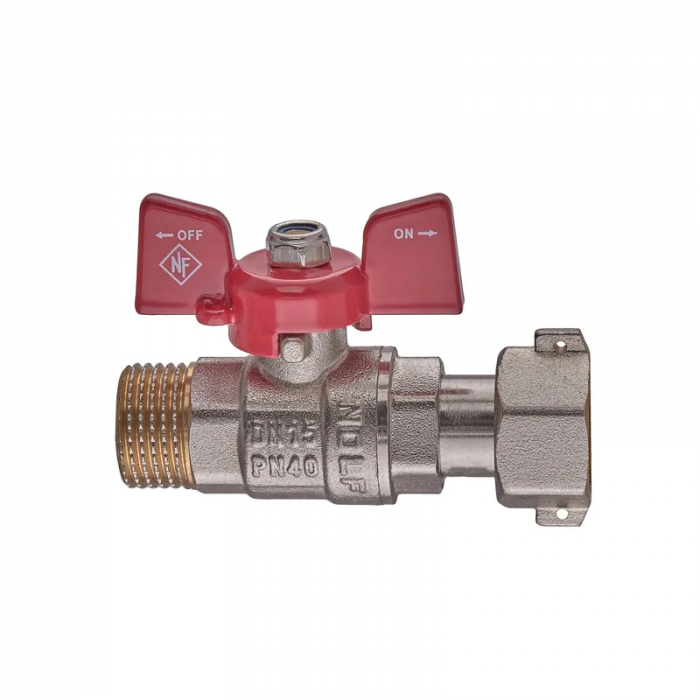 Кран кульовий Nolf classic NFC.821-06-1/2" FM ГШМ з накидною гайкою, ручка "метелик" червона (NF3153)