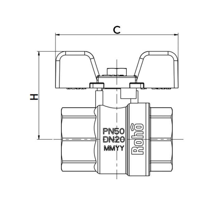 Кран кульовий Roho R100-050B - 1/2" (RO0101)