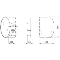 Дзеркало настінне ZERIX SOLO MOZ01-48x68x10 асиметричне з 3-ма полицями (ZX5624)