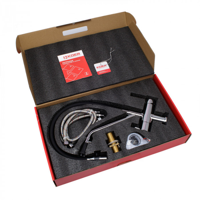 Кухонний змішувач з силік. виливом і вих. для питної води KOER KB-72006-01 (KR3379)