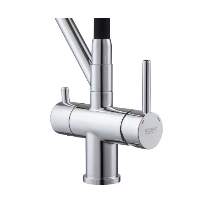 Кухонний змішувач з силік. виливом і вих. для питної води KOER KB-72006-01 (KR3379)
