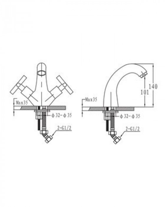 Змішувач для біде IMPRESE RALSKO 1,2 хром 40240