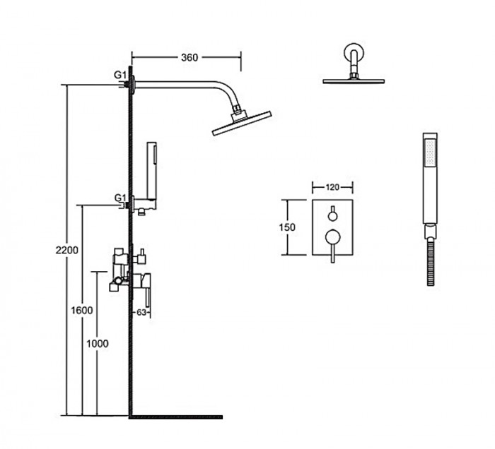 Душевая система DECCO I/ILLUSION I (черный мат)