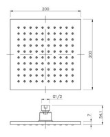 Верхний душ IMPRESE 200x200 мм, квадратный, без держателя, цвет хром SQ200B