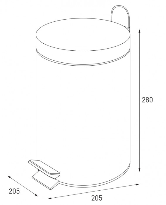 Відро для сміття кругле Zerix Solo-TC0105 Black 5 л колір чорний (ZX5898)