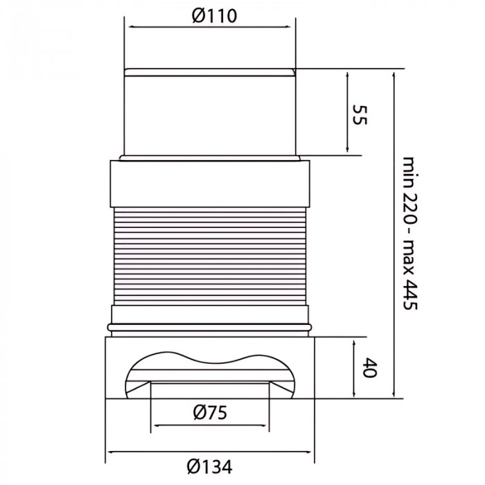 Гофротруба унітазна армована Mixxus GA-01-B 440 мм для пластикової канализації d 110 мм (MI8180)