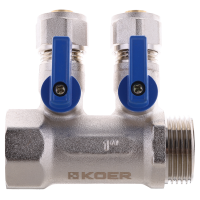 Колектор для теплої підлоги на 2 контура Koer KR.1126-2 1"x2 ways (KR2838)