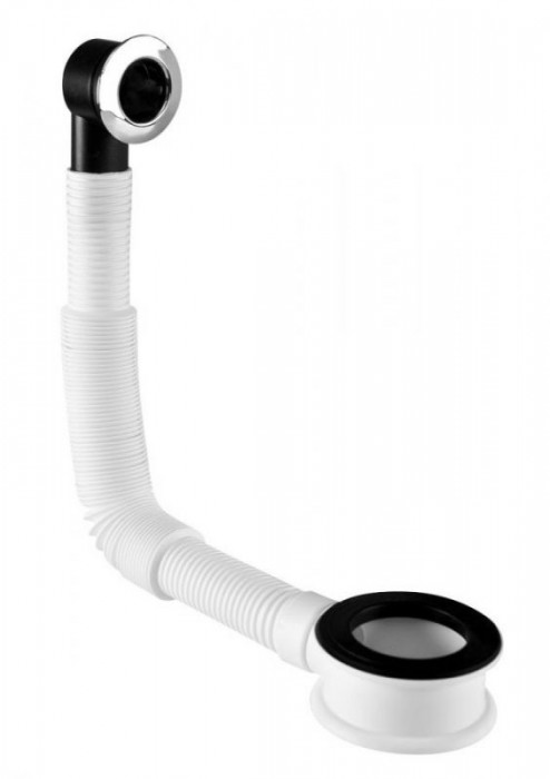 Перелив для умывальника хромированный с гофрированной трубкой, слив 73 мм BANJO-2