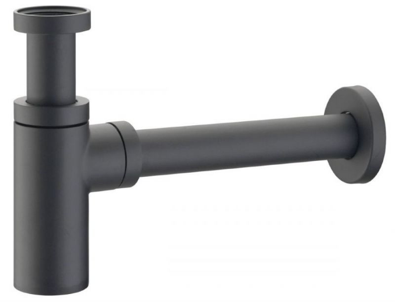 Сифон для умивальника без зливу 120 BLACK чорний матовий
